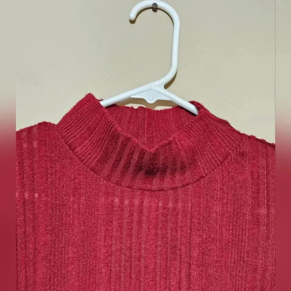 Maurices Red Ribbed Hacci Mini Dress Women's Size Medium Soft Stretch Knit Comfy - Picture 4 of 7